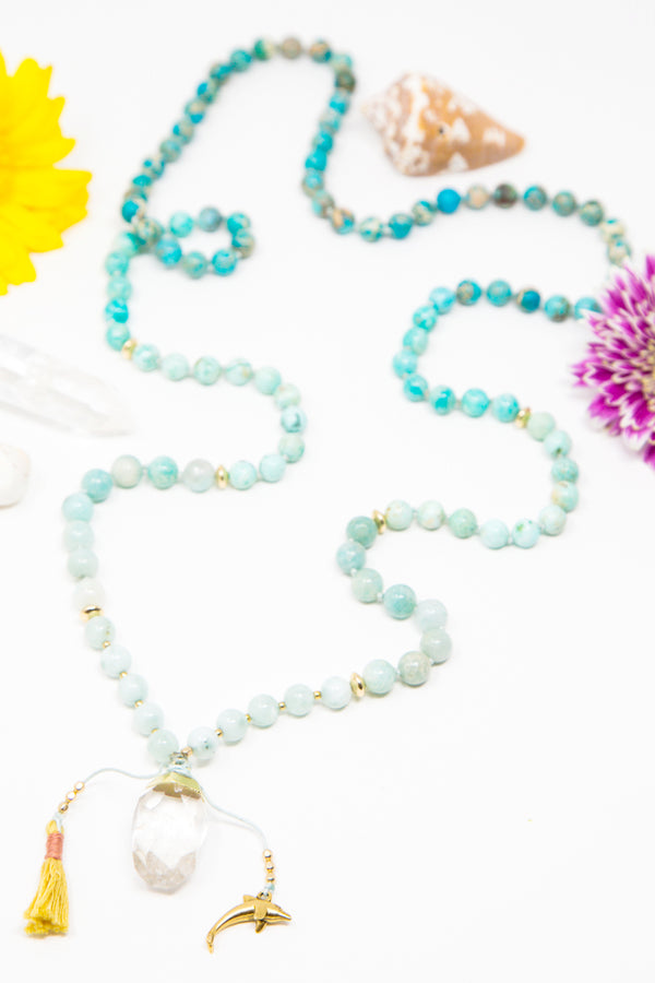 I am Joyful + at Peace Mala Necklace