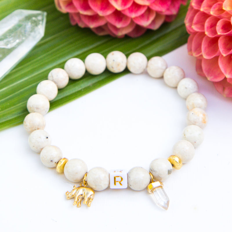 Balanced Rhino Initial Bracelet