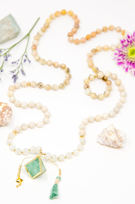 I Flow + Open My Heart to the Process Mala Necklace